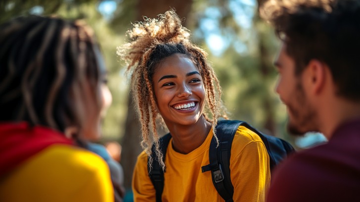 Free Joyful outdoor conversation Image - Friendship, Laughter, Outdoors ...