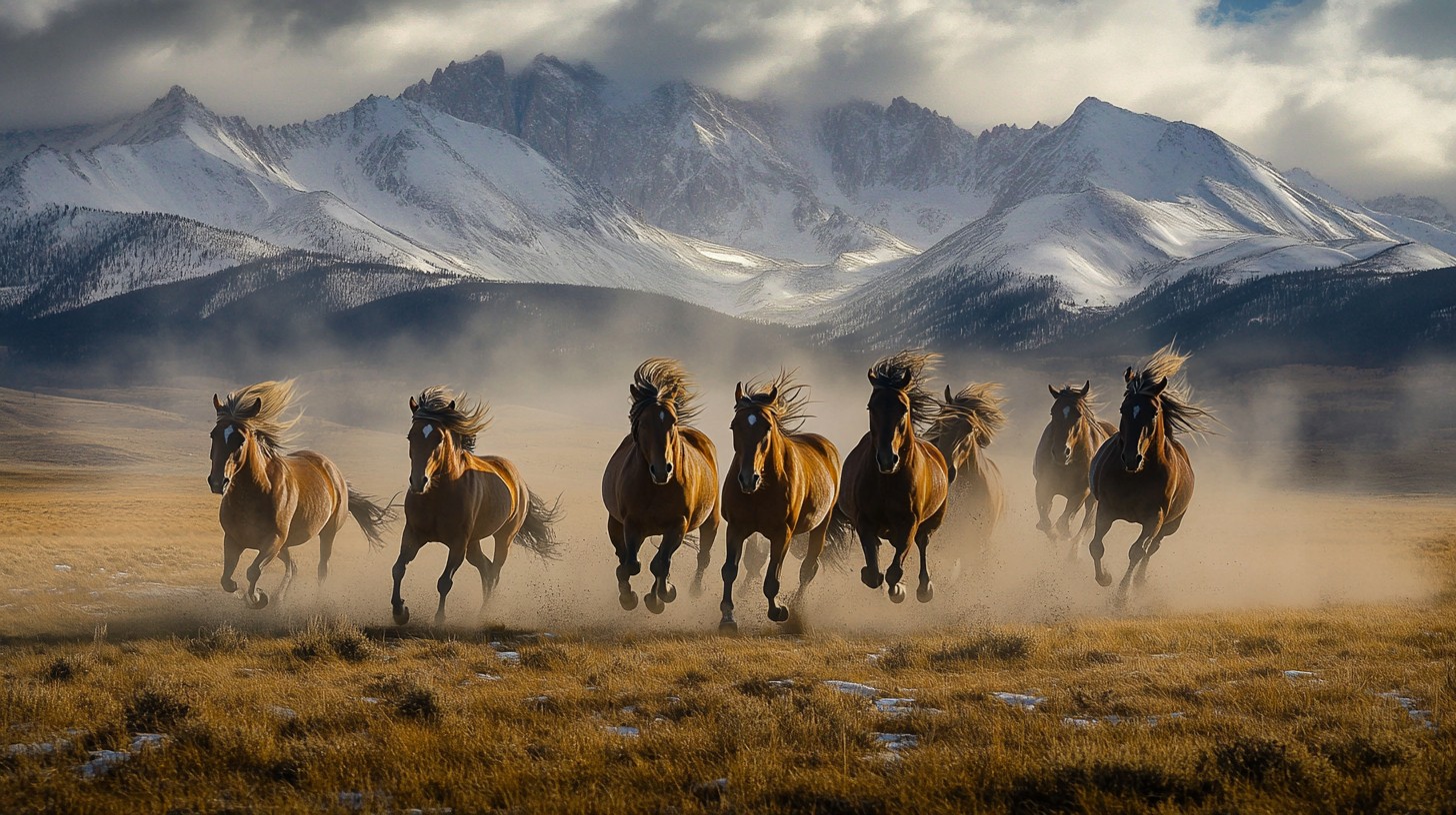 Free Horses galloping freely Image - Horses, Galloping, Mountains ...