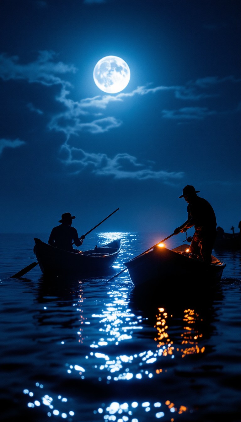 Moonlight Catching Free Moonlight Fishing Night Photo - Fishermen, Moonlight, Nighttime ...