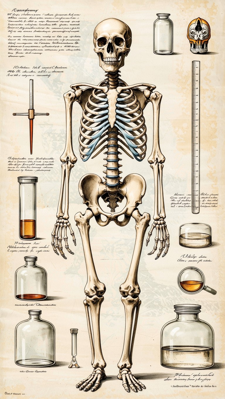 Free Anatomical Skeleton Study Image - Skeleton, Anatomy, Vintage ...