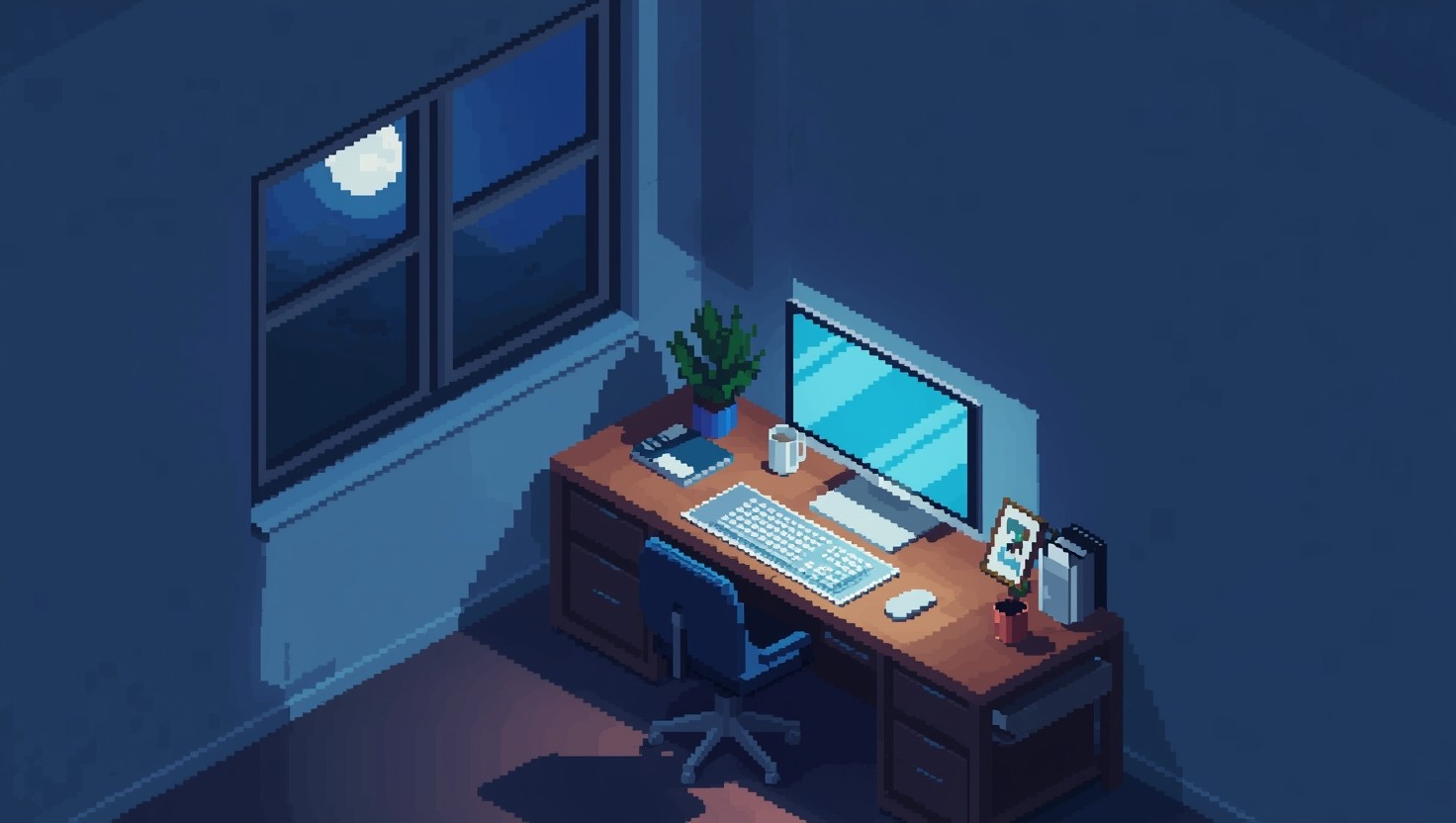 Free Moonlit Office Pixel Image - Isometric, Pixel, Office | Download ...