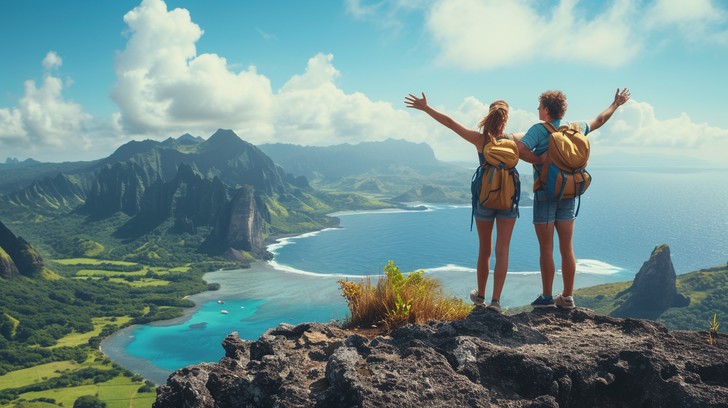 Two Explorers Adventure Free Adventurers Embrace Nature Image - Explorers, Summit, Ocean ...