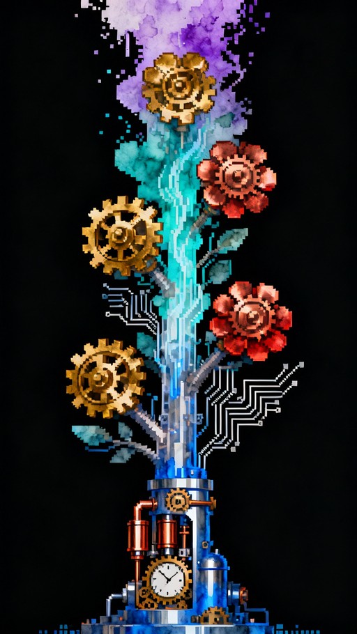 Free Mechanical Nature Fusion Image - Steampunk, Clockwork, Pixelart ...