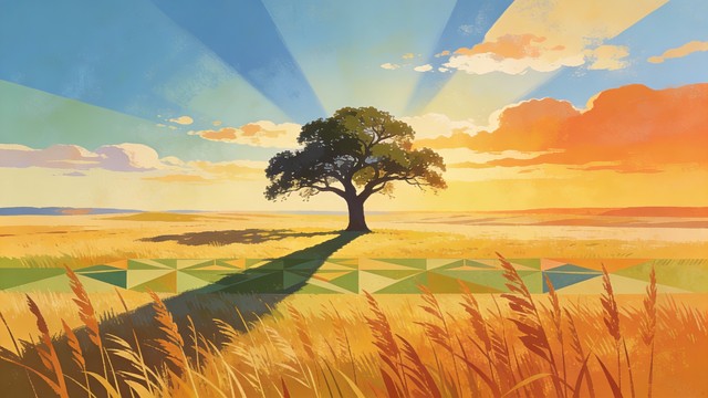 Free Golden Prairie Sunset Image - Prairie, Landscape, Illustration ...