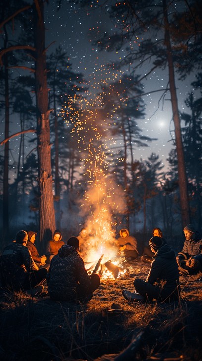 Free Starry Night Gathering Image - Campfire, Stars, Friends | Download ...