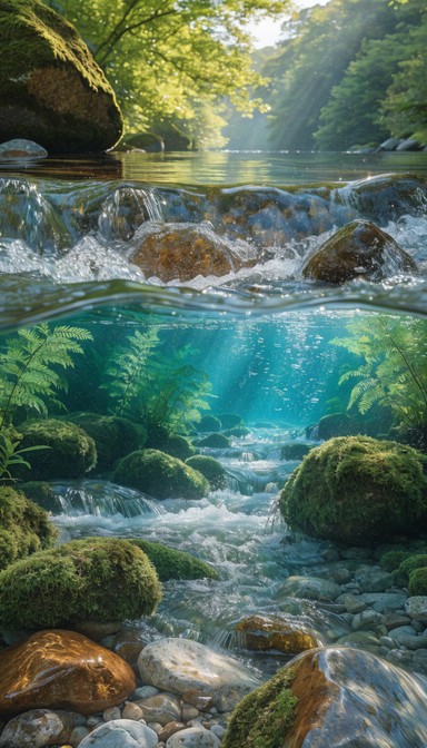 Split Stream Nature Free Crystal Stream Paradise Image - Stream, Waterfall, Forest ...