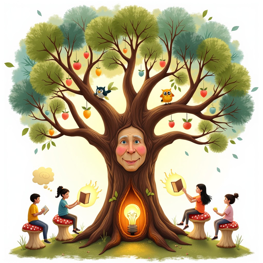 Powerful Wisdomtree Cartoon Free Wisdom Tree Magic Image - Tree, Wisdom, Children | Download at ...