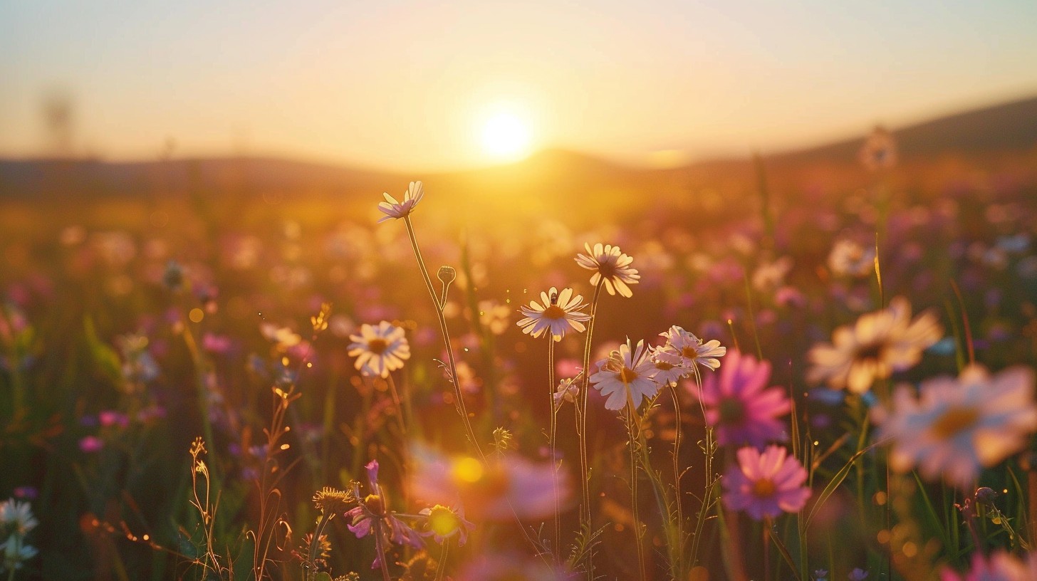 Free Sunset Flower Field Image - Sunset, Flowers, Field | Download at ...