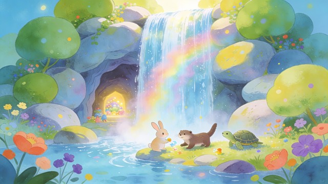 Scenery Waterfall With Rabbit Free Magical Waterfall Adventure Image - Waterfall, Magical, Whimsical ...
