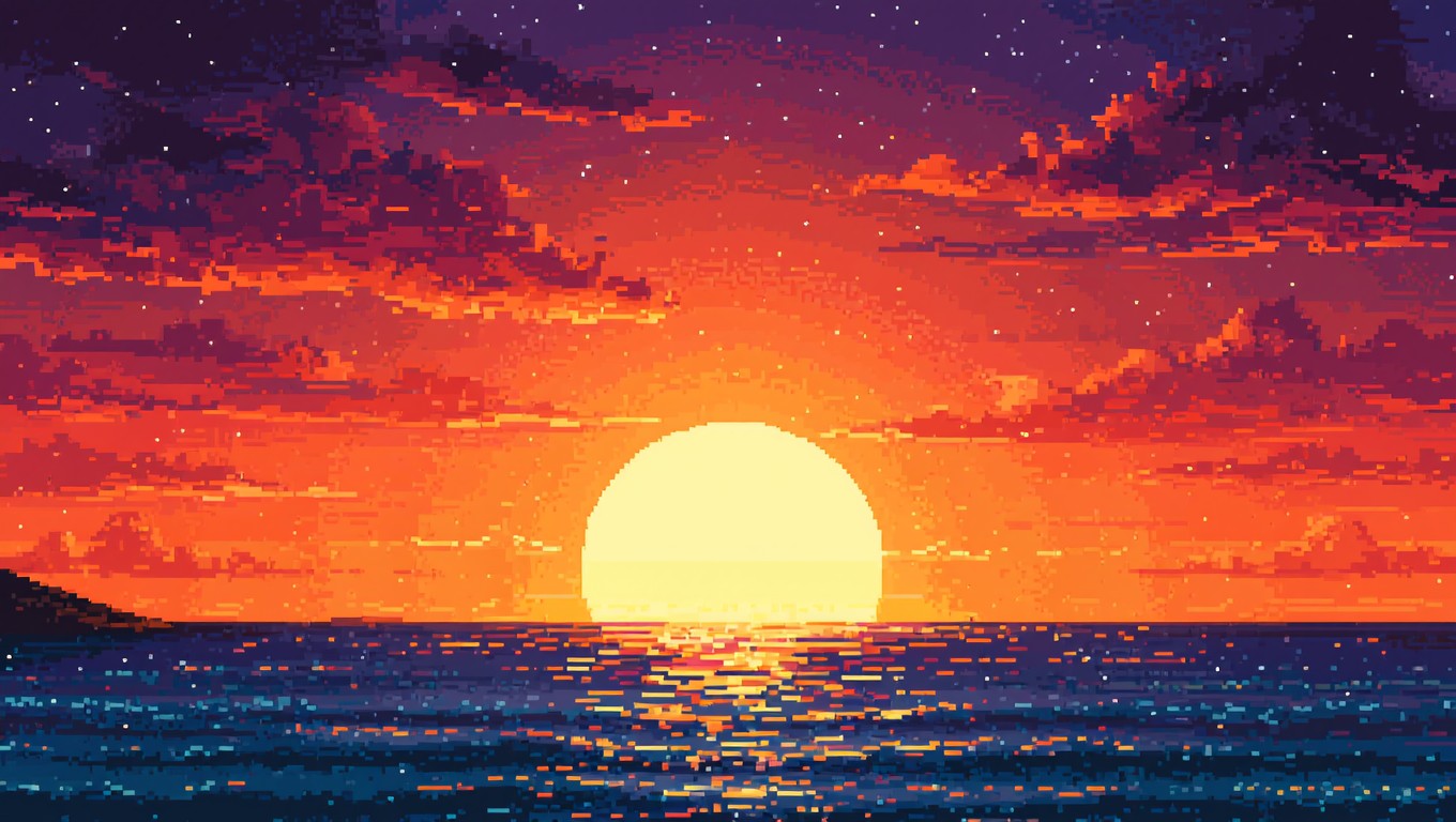 Free Pixel Sunset Paradise Image - Pixel, Sunset, Art | Download at ...