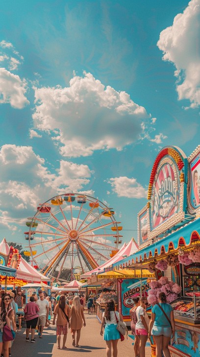 Fairgrounds Pinterest Free Festive Fairground Scene Image - Fairground, Ferris Wheel, Tents ...