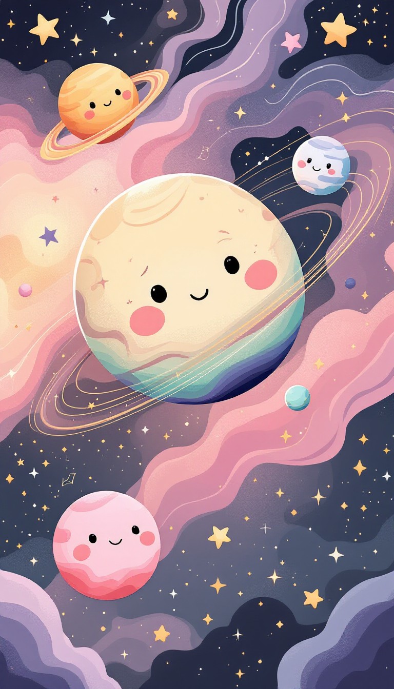 Free Cute Space Friends Image - Kawaii, Space, Planets | Download at ...