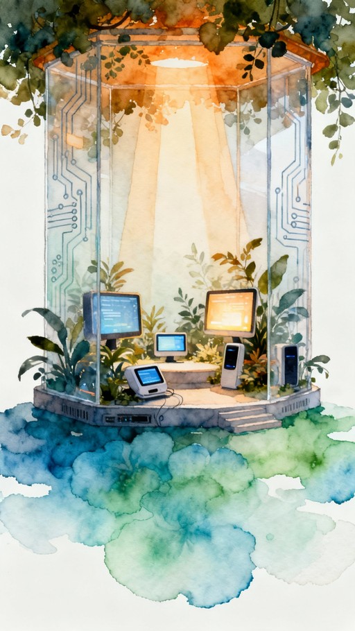 Computer And Nature Free Digital Meets Nature Image - Watercolor, Minimal, Technology ...