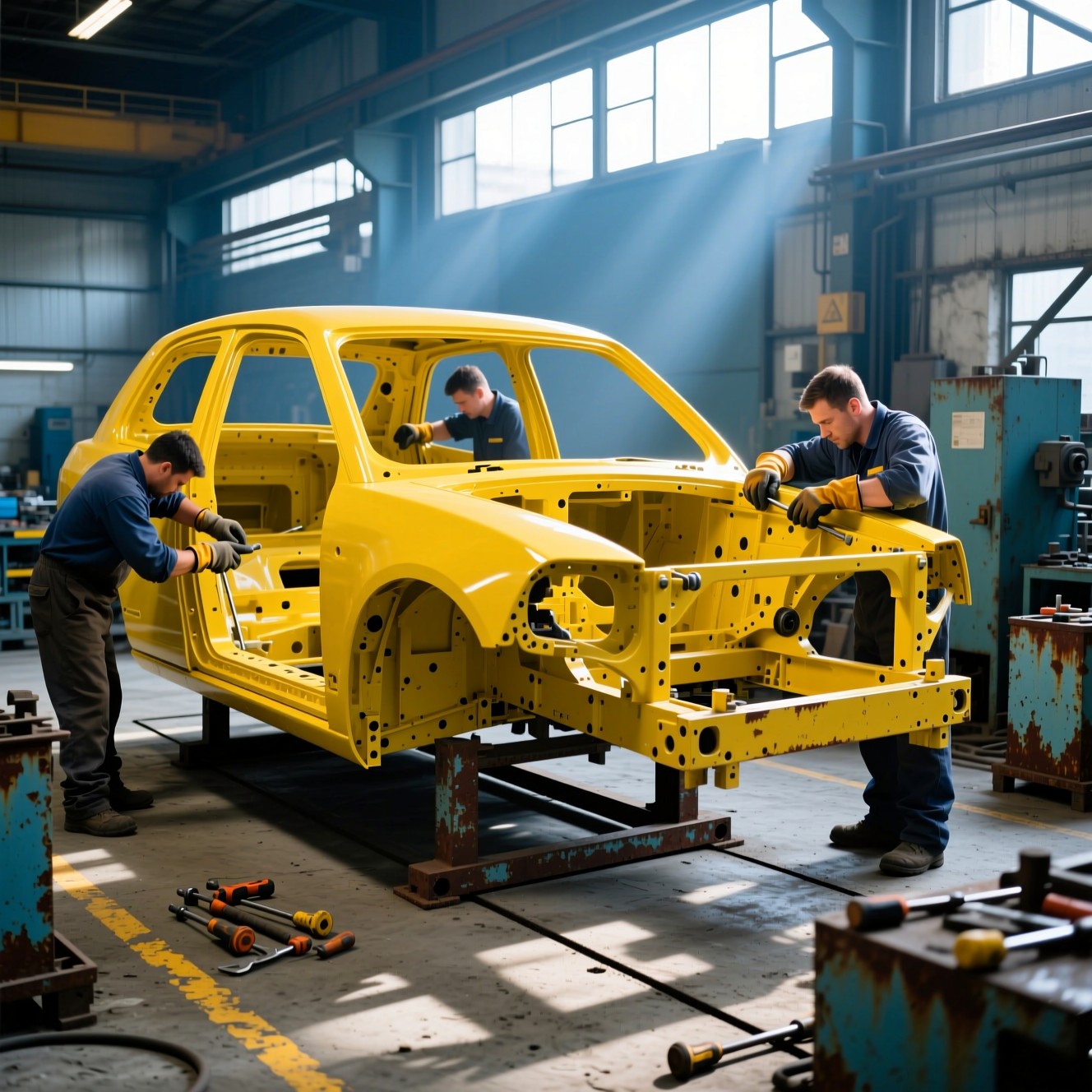 Free Yellow chassis assembly Image - Automotive, Factory, Manufacturing ...