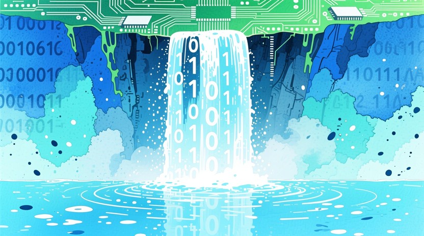 Free Code Becomes Water Image - Waterfall, Digital, Binary | Download ...