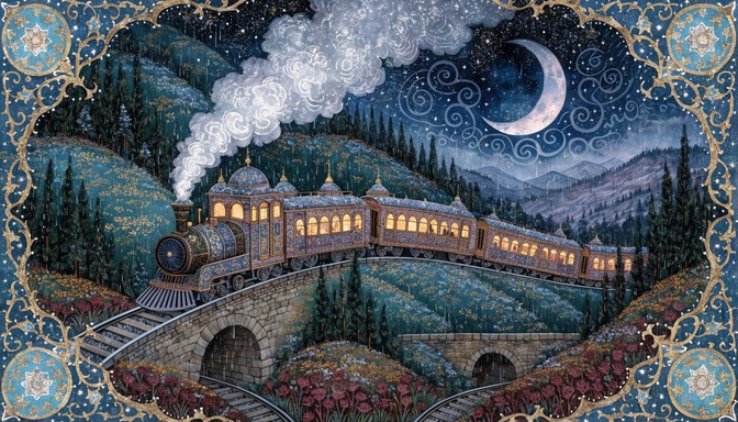 Moonlight Bridge Train Free Moonlit Train Journey Image - Train, Locomotive, Midnight ...