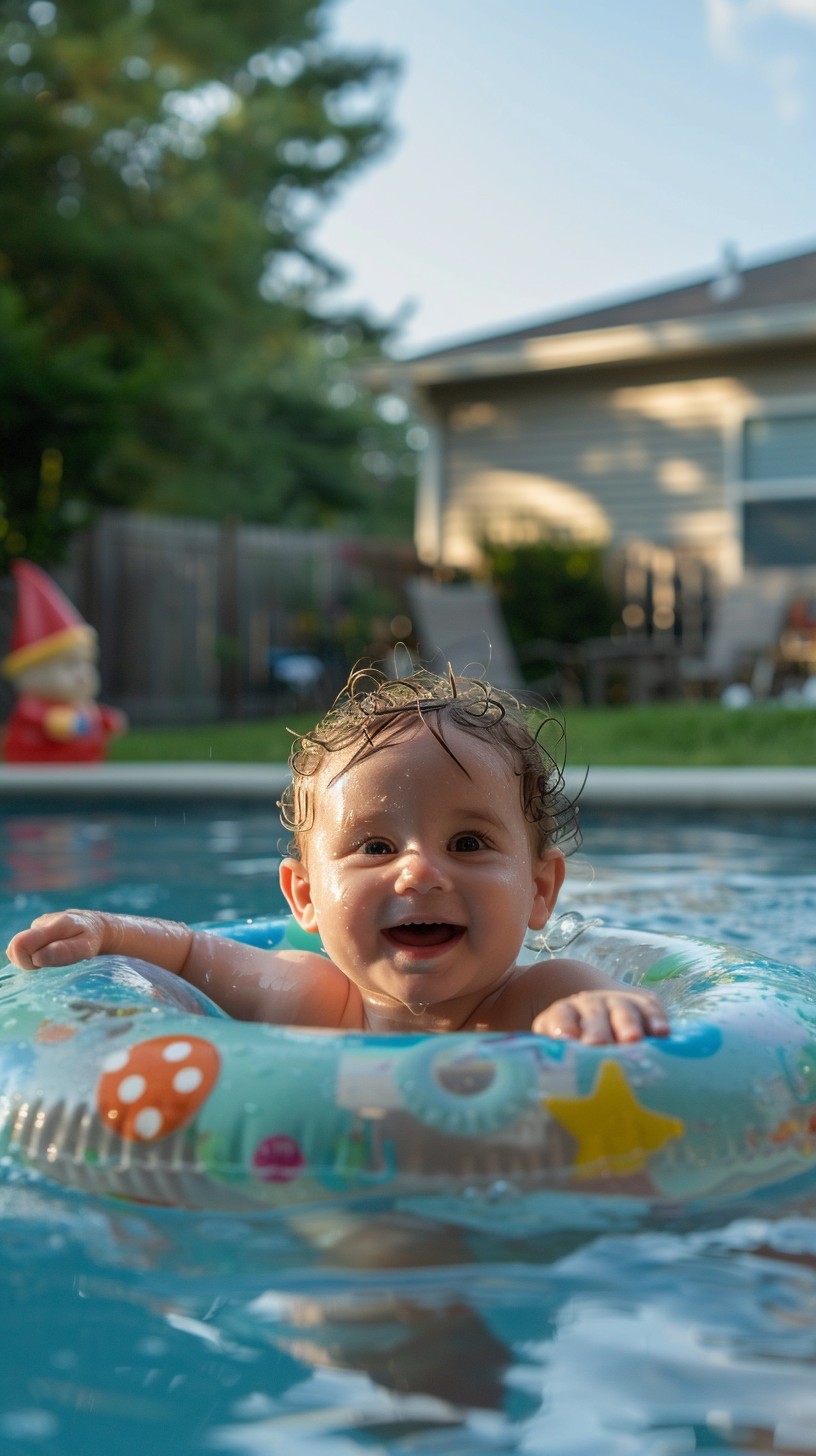 Free Baby enjoying pool Image - Baby, Pool, Summer | Download at StockCake