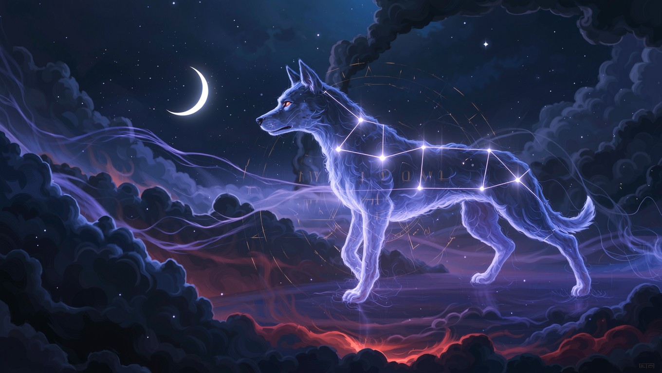 Free Celestial Wolf Guardian Image - Wolf, Constellation, Stars ...
