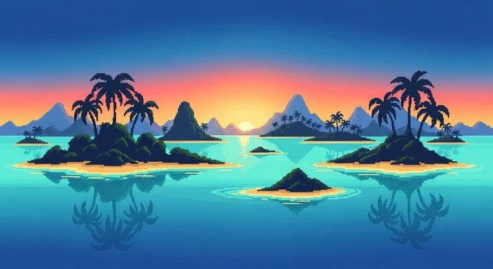 Free Digital Island Sunset Photo - Archipelago, Sunset, Pixel ...
