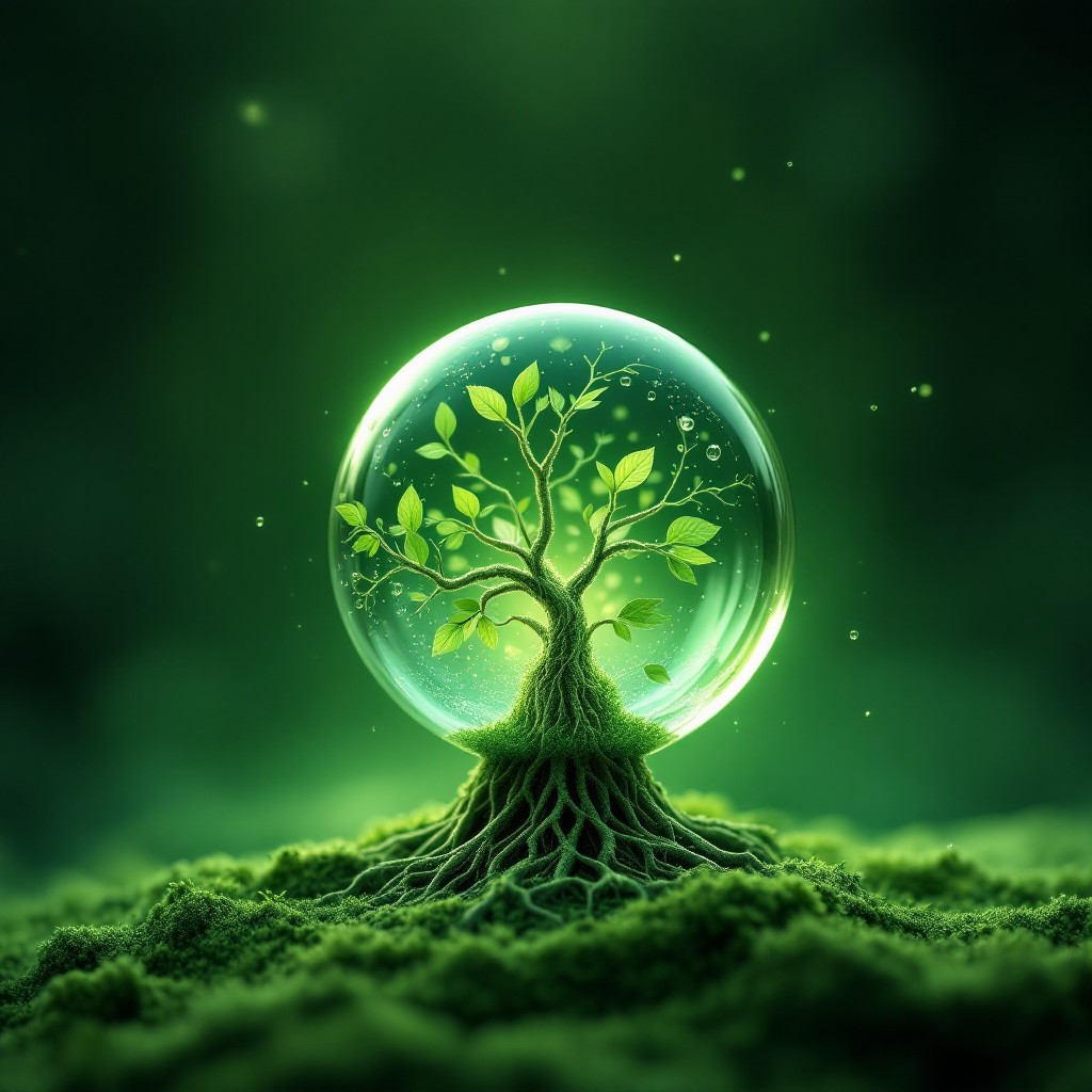 Free Glowing Tree Orb Image - Tree, Sphere, Green | Download at StockCake