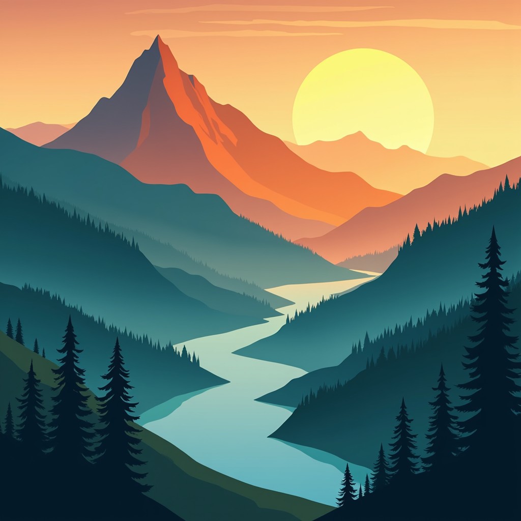 Free Layered Valley Sunset Image - Mountain, Sunset, River | Download ...