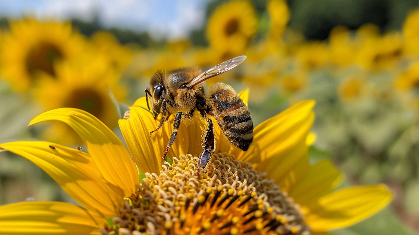 Free Bee on Sunflower Image - Bee, Sunflower, Nectar | Download at ...