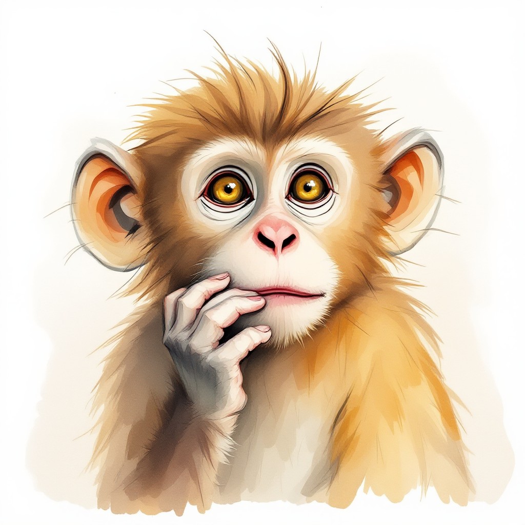 Free Thoughtful Monkey Portrait Image - Watercolor, Monkey ...