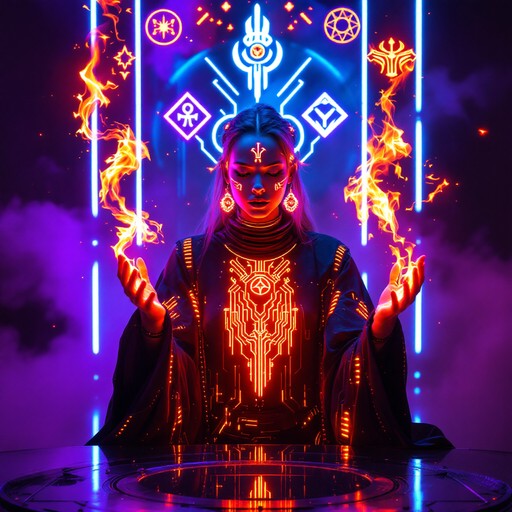Fire Priestess Robe Free Neon Fire Priestess Image - Cyberpunk, Neon, Priestess | Download ...