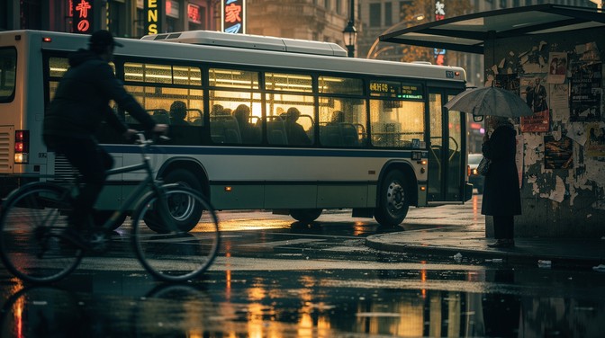 Free Rainy Urban Transit Image - Bus, Rain, City | Download at StockCake