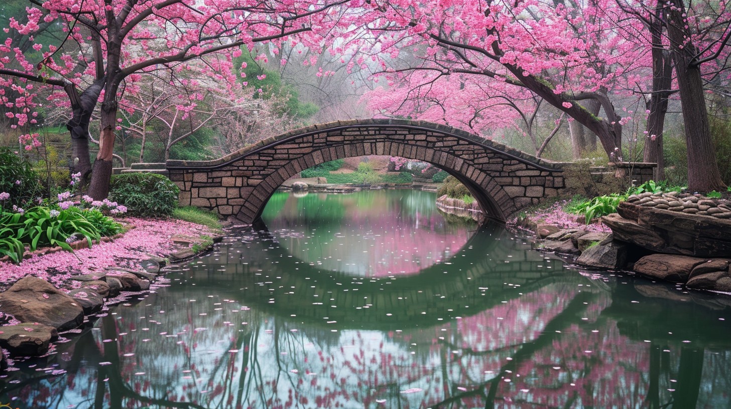 Free Springtime Bridge Scene Photo - Spring, Bridge, Blossoms ...