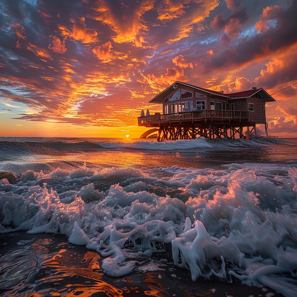 Free Sunset Beach House Image - Sunset, Beach, House | Download at ...