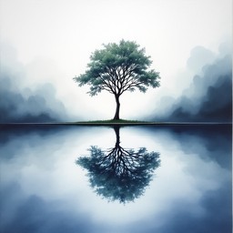 Tree Reflection Background Free Reflected Tree Silhouette Image - Watercolor, Reflection, Tree ...