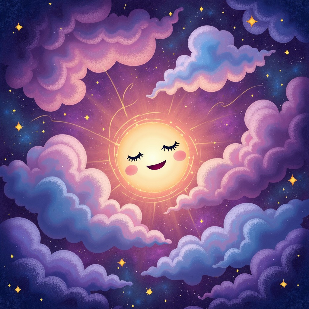 Free Dreamy Smiling Sun Image - Sun, Clouds, Purple | Download at StockCake