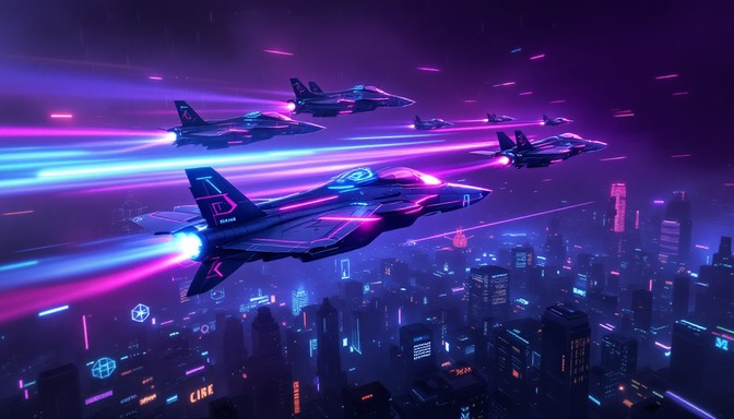 Free Neon Aerial Combat Image - Cyberpunk, Jets, Neon | Download at ...