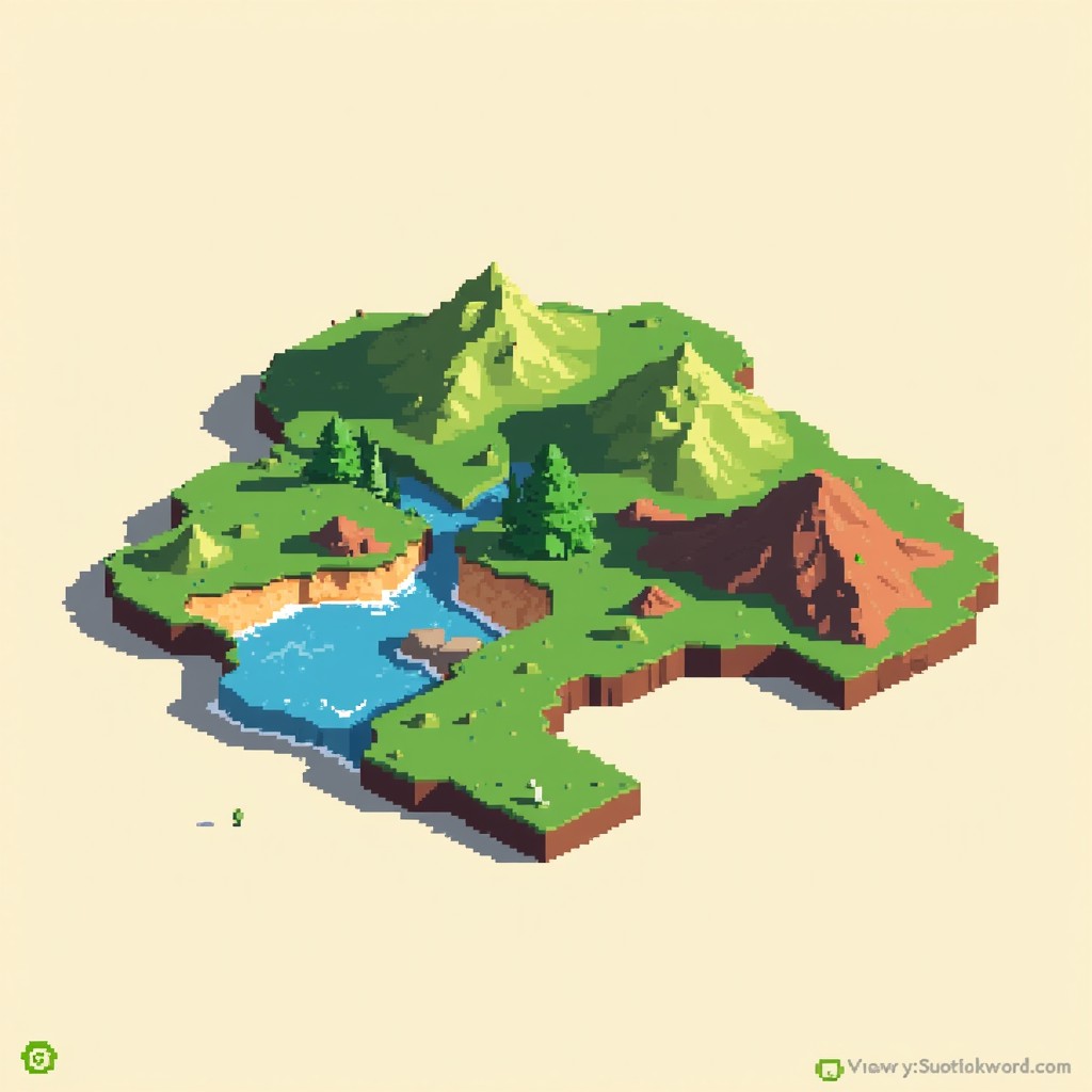 Free Isometric Pixel Nation Image - Isometric, Pixelart, Topographical ...