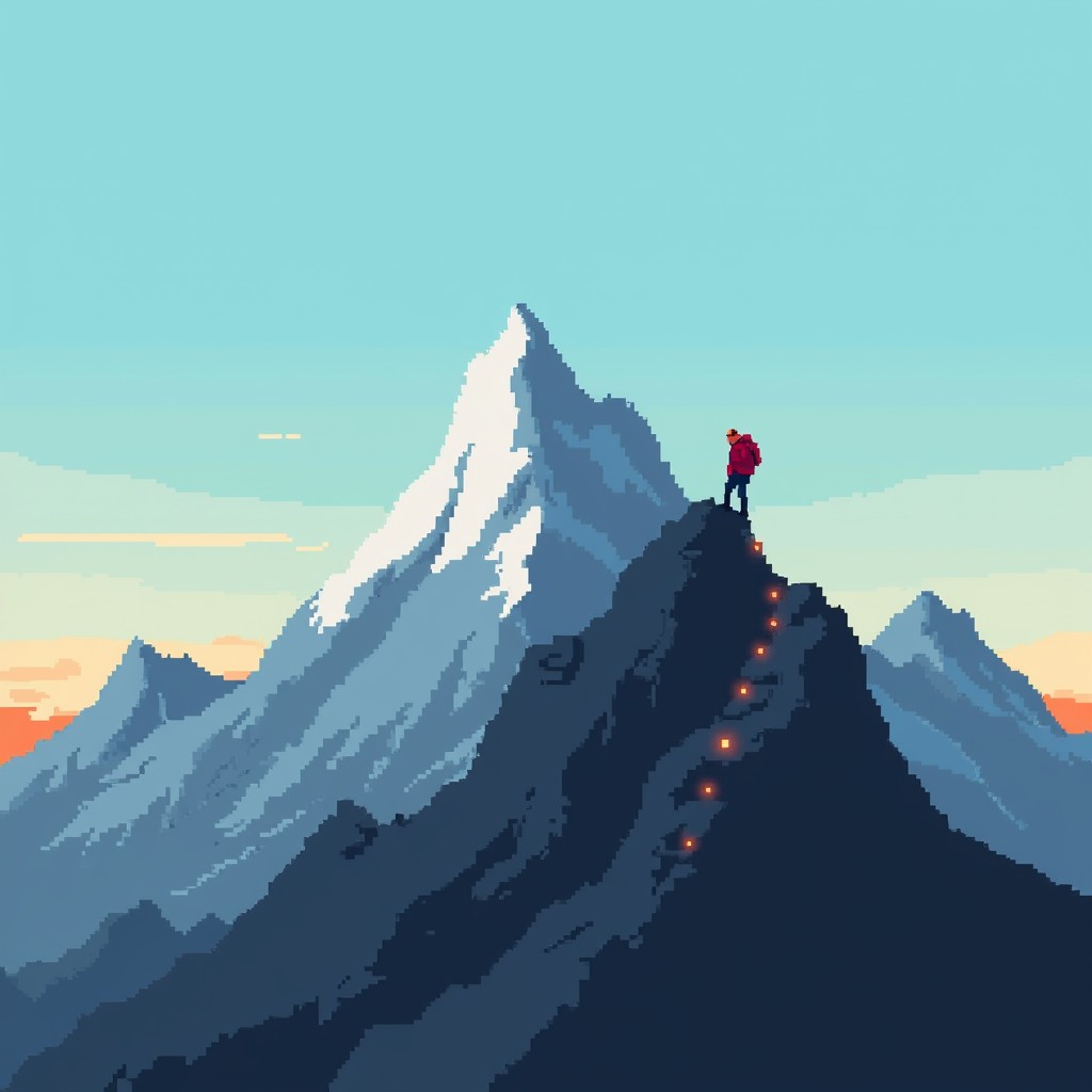 Free Conquering Pixel Peak Image - Mountain, Pixel, Climber | Download ...