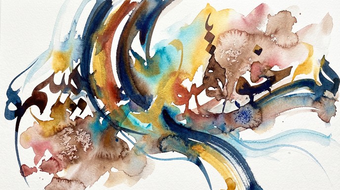 Free Fluid Calligraphic Expression Image - Watercolor, Abstract ...