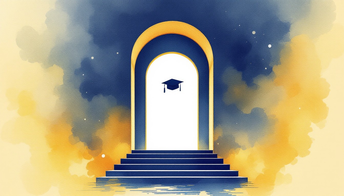 Free Education's Golden Gateway Image - Graduation, Archway, Watercolor ...