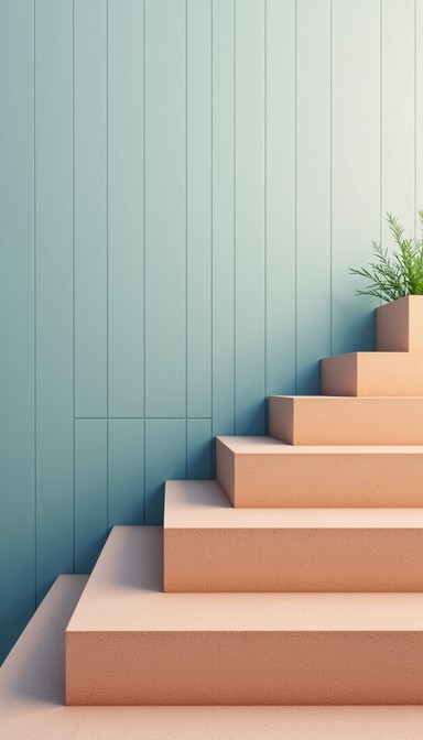 Free Serene Geometric Ascent Image - Staircase, Minimalist, Gradient ...