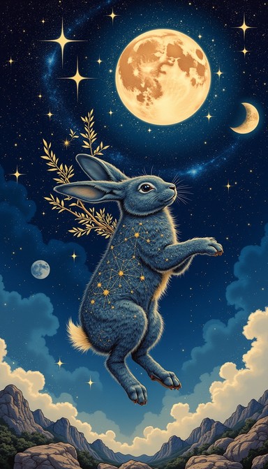 Free Lunar Hare Leaps Image - Hare, Rabbit, Moon | Download at StockCake
