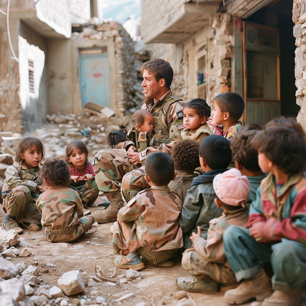 Free Soldier Teaches Children Image - Soldier, Children, Teaching ...