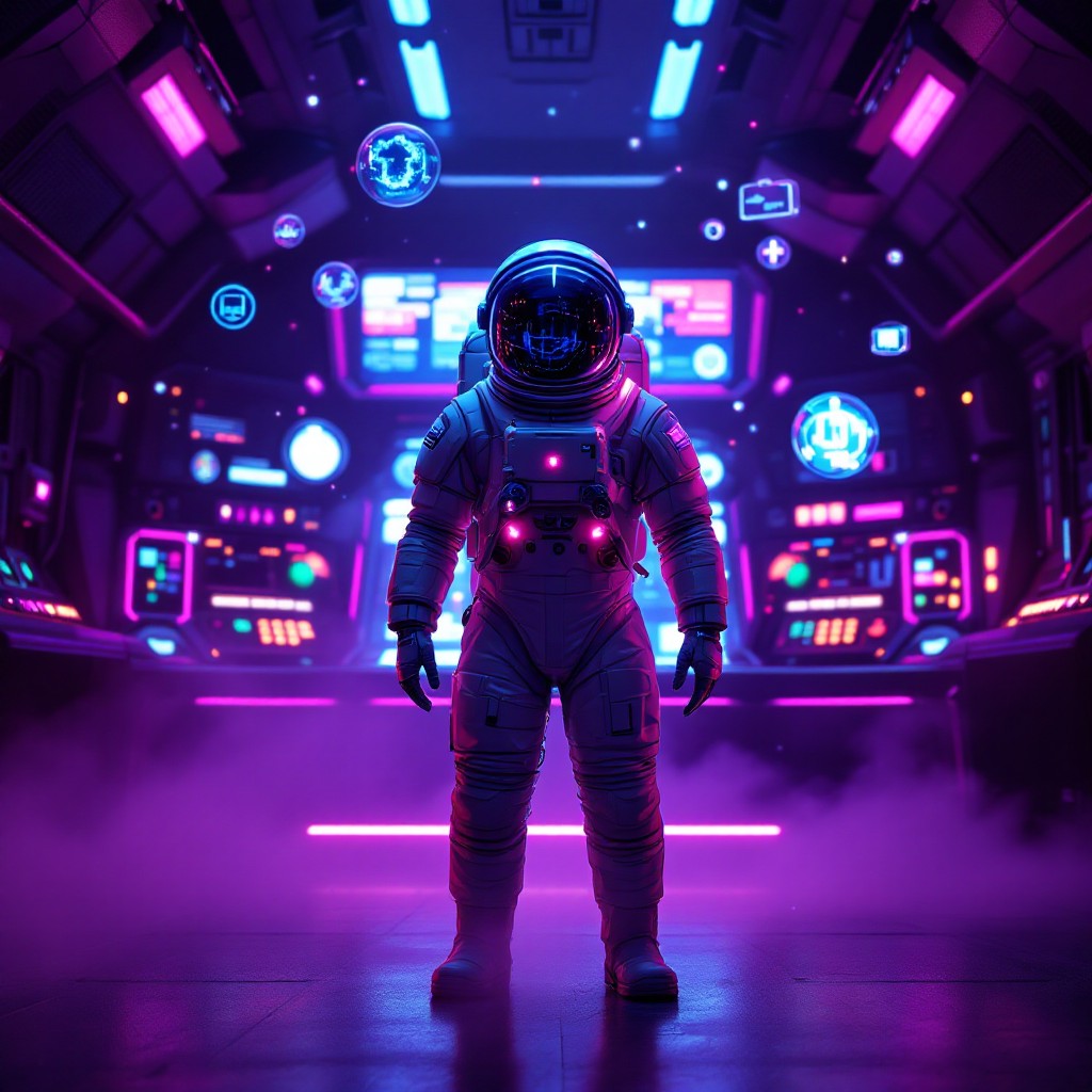 Space Explorer Color Free Neon Space Explorer Image - Cyberpunk, Astronaut, Neon | Download ...