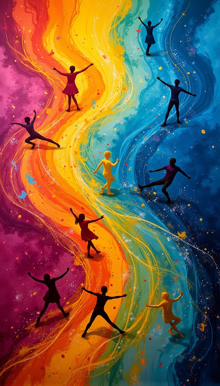 Free Colorful Dancing Silhouettes Image - Dance, Colorful, Movement ...
