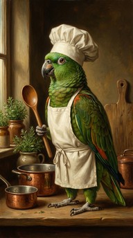 Free Parrot Chef Portrait Image - Parrot, Chef, Cooking | Download at ...