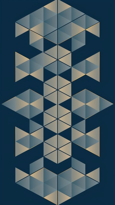 Tesselated Geometric Pattern Vertical geometric illustration of mirrored triangles and hexagons in ...