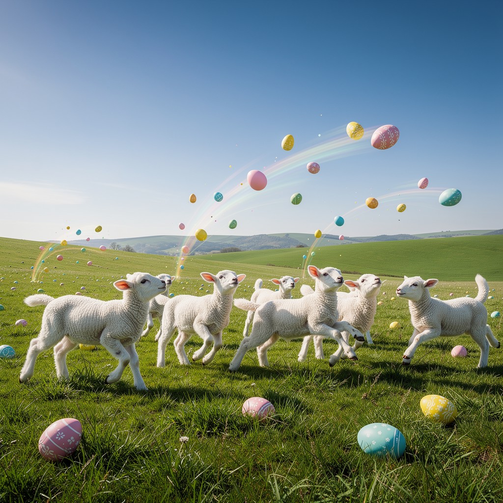 Free Lambs Chase Easter Image - Lambs, Sheep, Easter | Download at ...