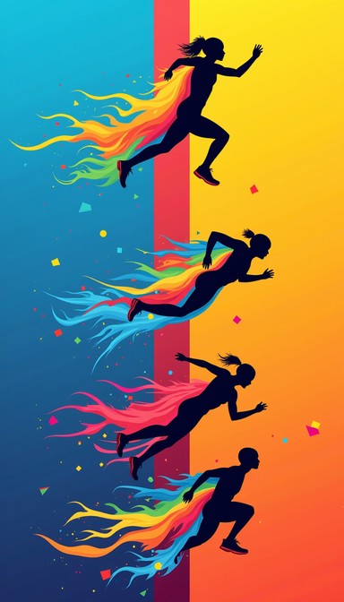 Free Dynamic Rainbow Runners Image - Runners, Silhouettes, Rainbow ...