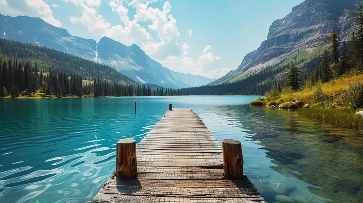 Free Serene Lake View Image - Lake, Pier, Tranquil | Download at StockCake