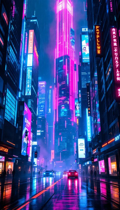 Free Neon Rain City Image | Download at StockCake