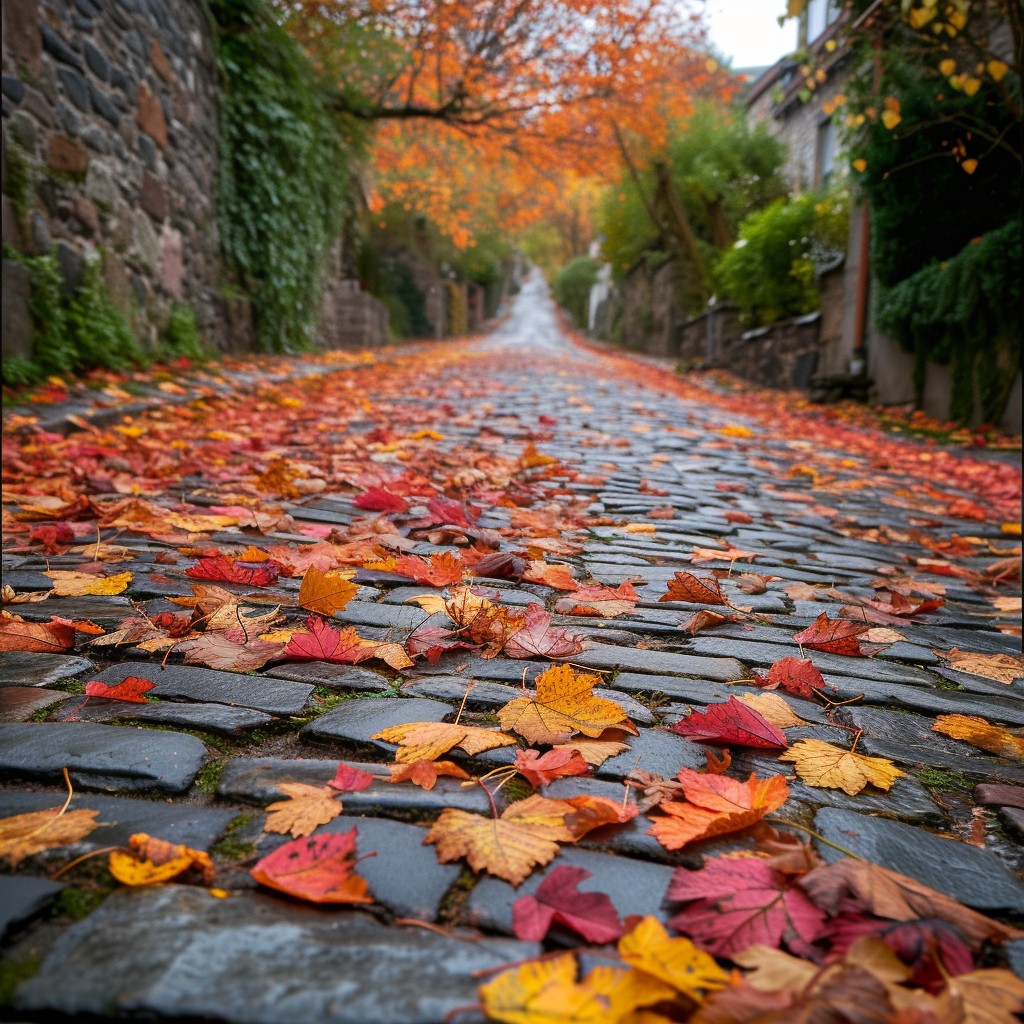 Free Autumn Cobblestone Path Image - Autumn, Leaves, Cobblestone ...
